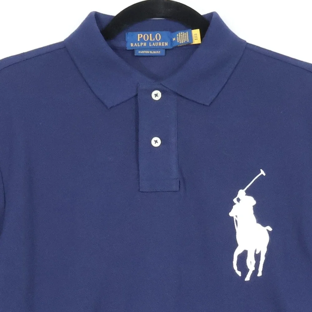 Polo Ralph Lauren Polo Men M Blue Big Pony Custom Slim Fit Preppy Sporty NWOT